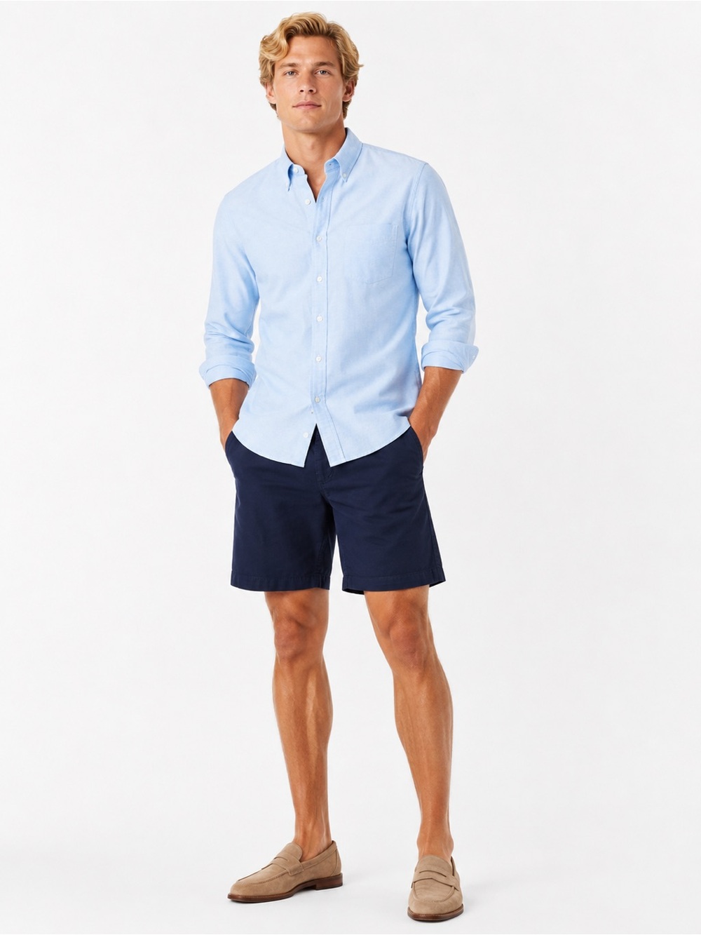 Dockers Navy Flat-Front Cotton Shorts
